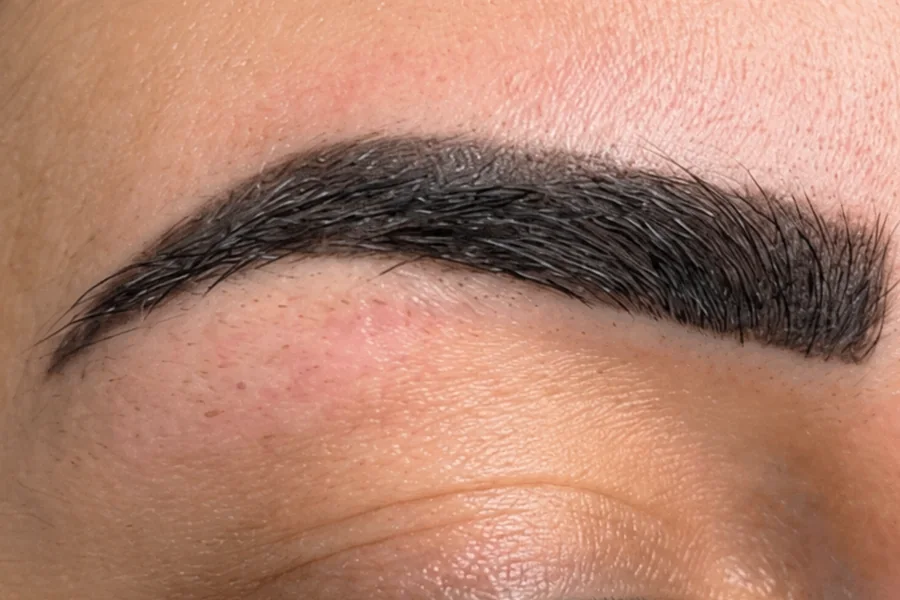 Sobrancelha micropigmentada antes da remoção